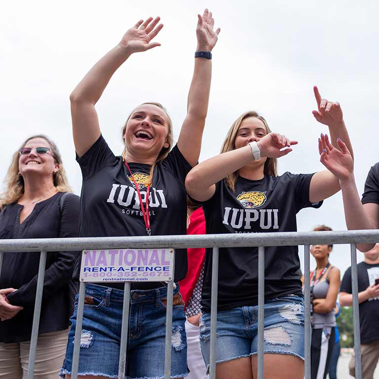 Members of the IUPUI Softball Team dance during the Talent Showcase.