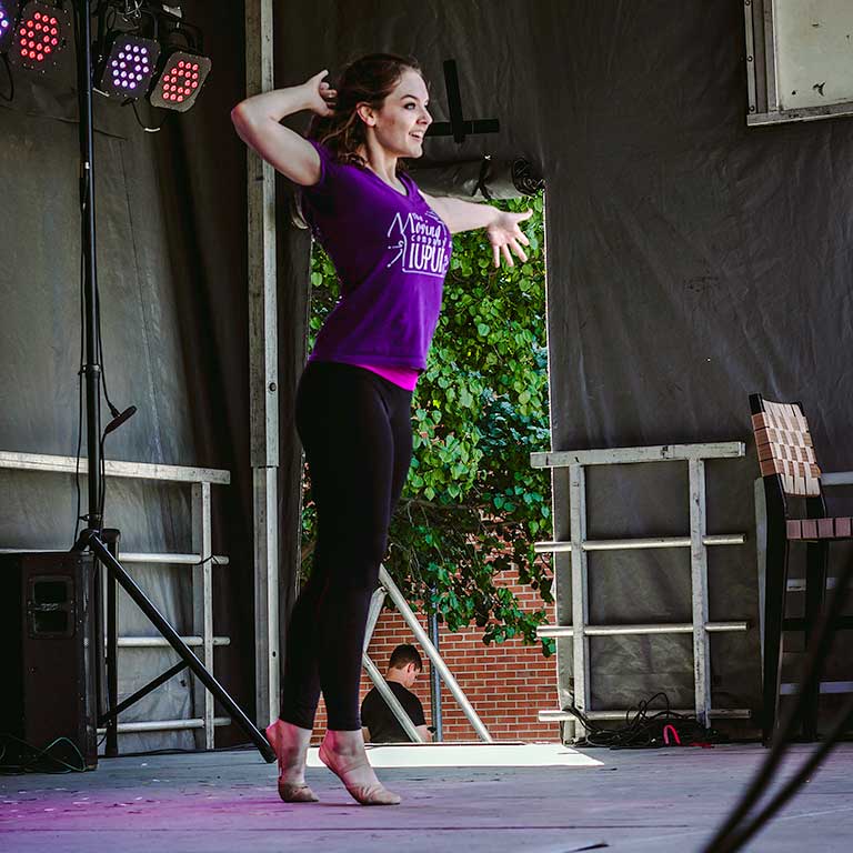 A dancer performs at the Talent Showcase.